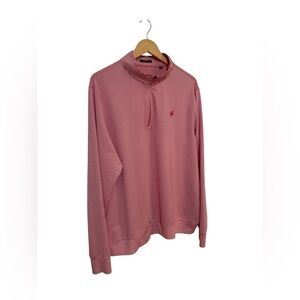 Turtleson Men's XL Pink Striped Quarter-Zip Golf Sweater